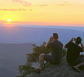 Men Taking Sunset Photo in Shenandoah National Park